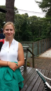 Jen in front of the courts & ready to kick butt!